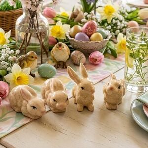 Crackled bunny rabbit Small figurines set of 4